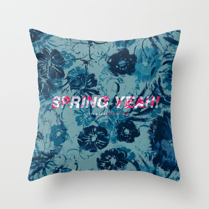 Spring Yeah! - Blue Flowers Throw Pillow