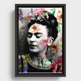 Frida Kahlo Vintage Photo Portrait Flowers Frida Kahlo Artis Mexican Framed Canvas