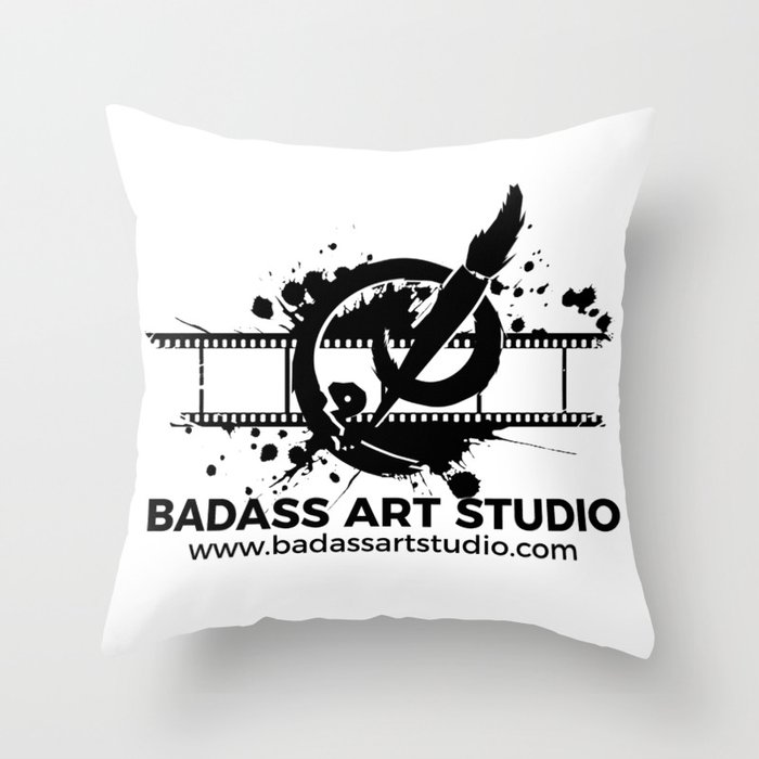 Badass Art Studio Logo with Title Throw Pillow