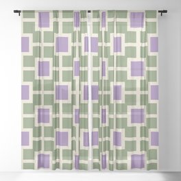 Classic Hollywood Regency Pattern 768 Sage Green Lavender and Beige Sheer Curtain