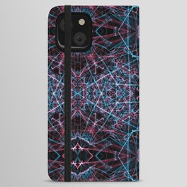 Liquid Light Series 61 ~ Blue & Red Abstract Fractal Pattern iPhone Wallet Case