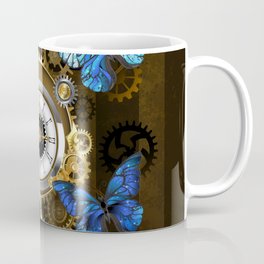 Steampunk Gears and Blue Butterflies Coffee Mug