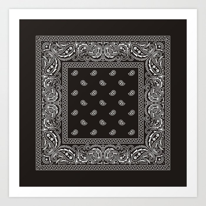 Paisley - Bandana - Black - Southwestern Art Print by Walk on Water |  Society6