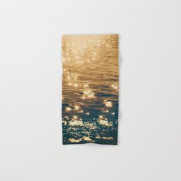 Sparkling Ocean in Gold and Navy Blue Hand & Bath Towel