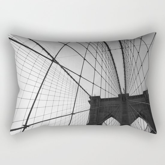 Brooklyn Bridge Black and White Rectangular Pillow