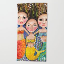 Mermaid sisters by Robynne Beach Towel