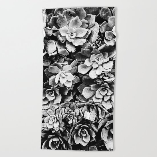 Black And White Plants Beach Towel