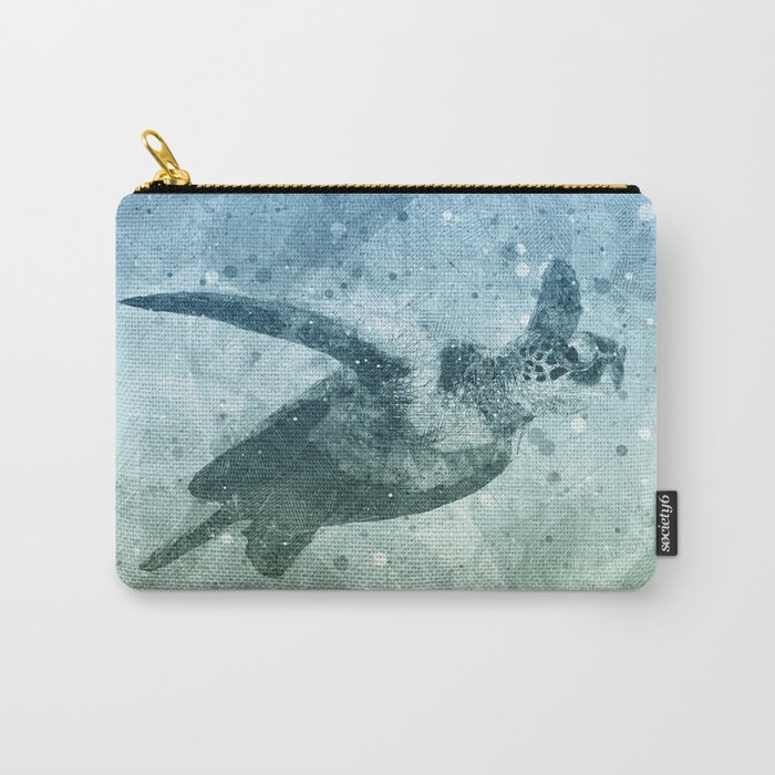Geometric Flying Green Sea Turtle Carry-All Pouch