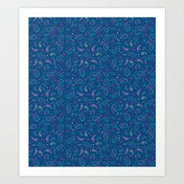 Blue Hazed Paisley Pattern Art Print