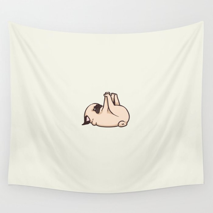 Baby Pose Pug Wall Tapestry