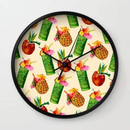Tiki Cocktail Pattern - Cream Wall Clock