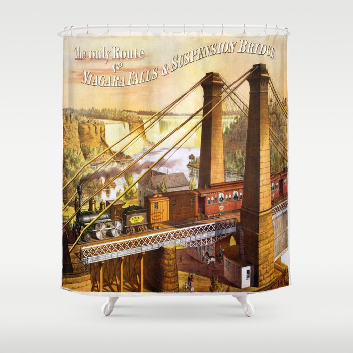 Vintage poster - Niagara Falls Bridge Shower Curtain