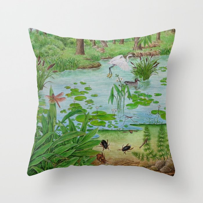 A Day of Forest (4). (the lake ecosystem) Throw Pillow