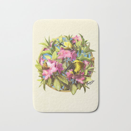 Flowers and Birds 1 Bath Mat