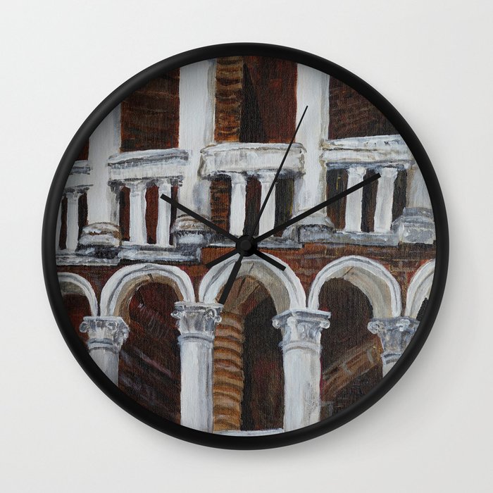 Venice painting, columns, antique palace stairs Wall Clock