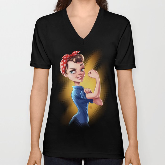 The New Rosie the Riveter V Neck T Shirt