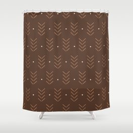 Arrow Lines Geometric Pattern 6 in Brown Shades Shower Curtain