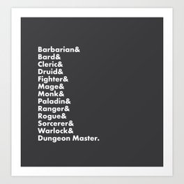 Dungeons and Dragons - Classes Art Print