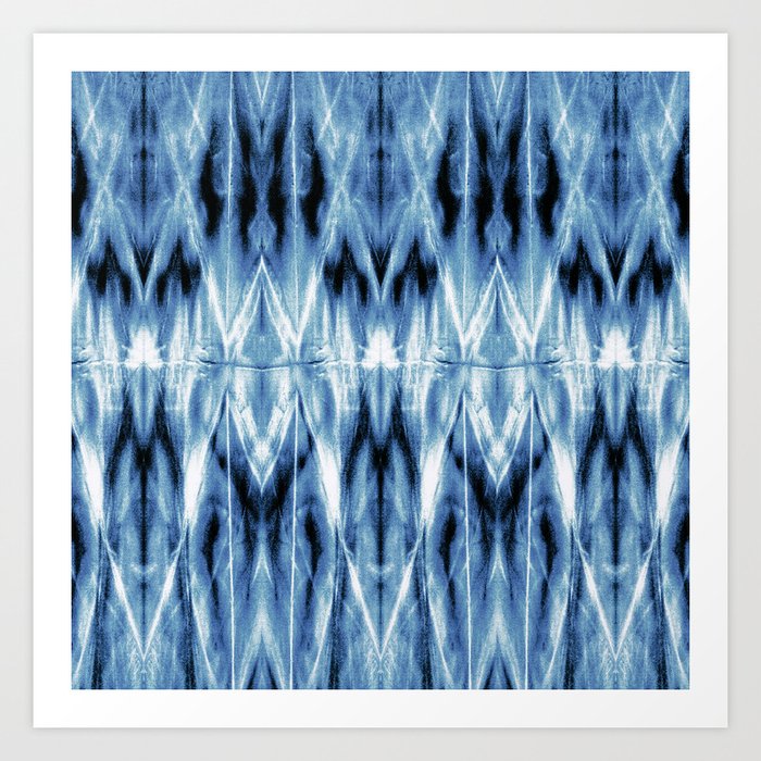 Blue Satin Shibori Argyle Art Print