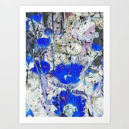 Abstract Artwork - Tree Flowers blue Art Print