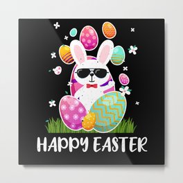 Egg Happy You Kawaii Cute Bunny Egg Easter Sunday Metal Print