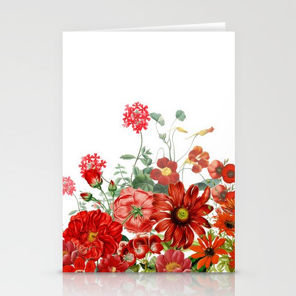 Vintage & Shabby Chic - Red Summer Flower Garden Stationery Cards