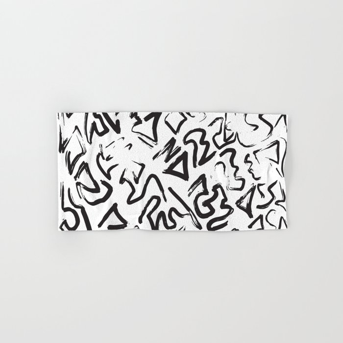 Modern Black White Abstract Graffiti Brushstrokes Hand Bath
