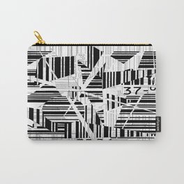 barcode cut Carry-All Pouch | Abstract, Painting, Digital, Black And White, Graphic Design 