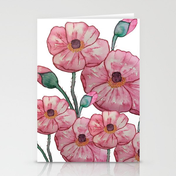 Poppy Flowers Stationery Cards