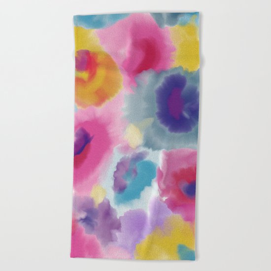 WATERCOLOR FLOWERS Beach Towel
