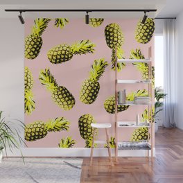Pineapple Pattern on Pink Wall Mural