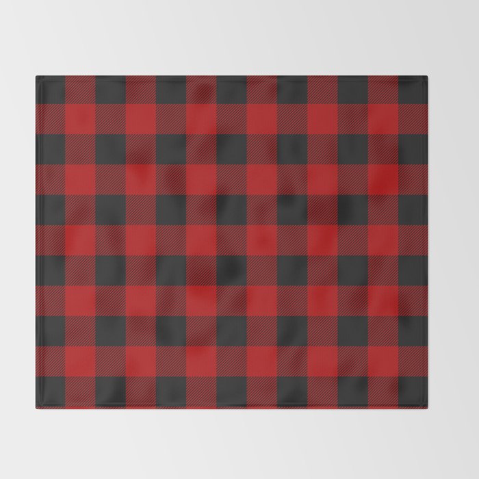 Red And Black Squares Plaid Print Throw Blanket By Bobnevv Society6