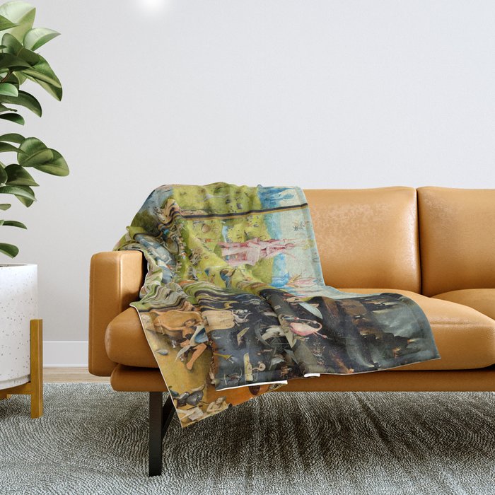 the Garden of Earthly Delights by Bosch Throw Blanket