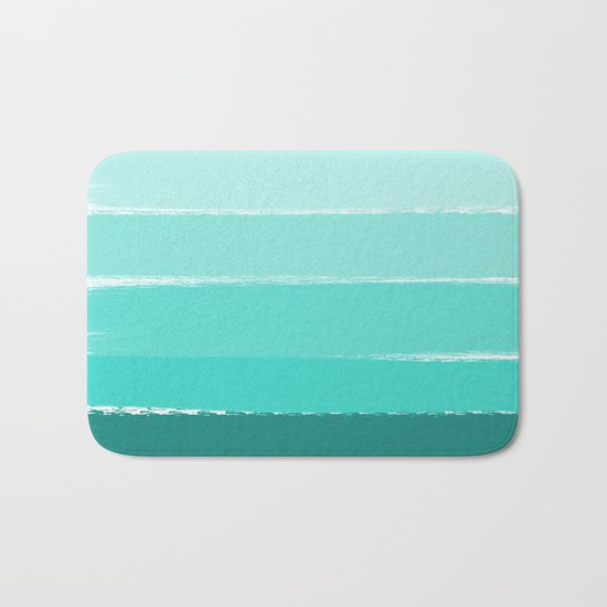 Ombre brushstrokes modern minimal ocean abstract painting wall art Bath Mat