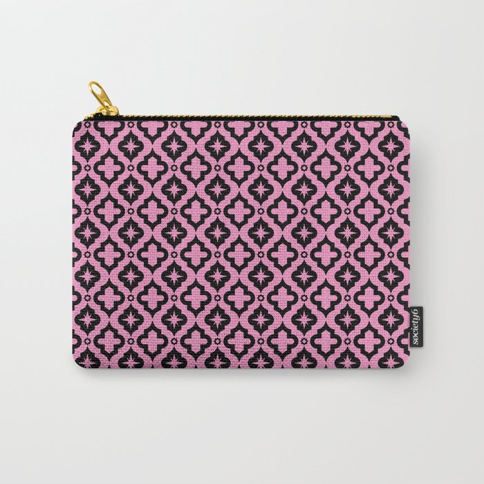 Pink and Black Ornamental Arabic Pattern Carry-All Pouch
