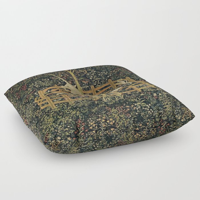 The Unicorn Rests in a Garden (from the Unicorn Tapestries) Floor Pillow