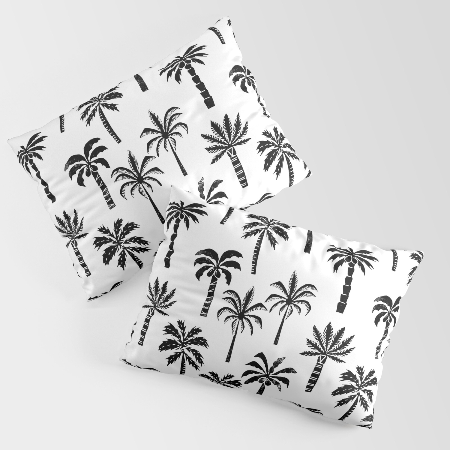 Palm Tree Linocut Pattern Minimal Tropical Black And White Minimalist Pillow Sham By Monoo Society6 Palm tree drawing step by step. society6