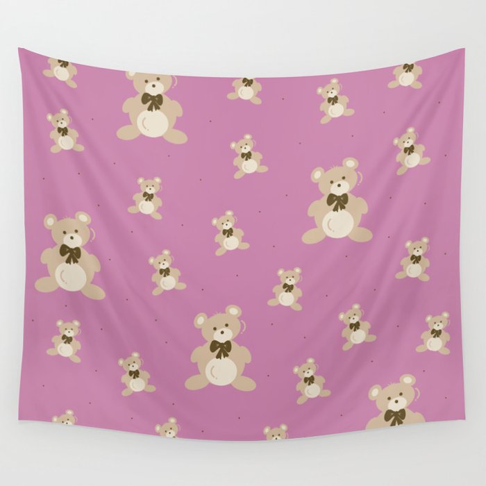 Teddy Bears - Pink Wall Tapestry