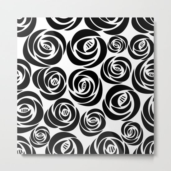 Black and White Floral Pattern Metal Print