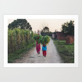 Indian women carrying grass Art Print