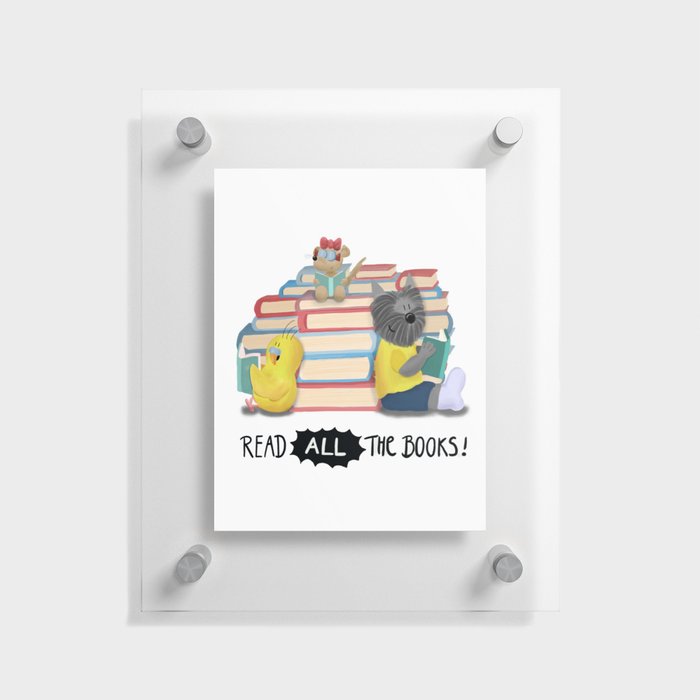 Read ALL the Books! Cute Scottie Dog Budgie Gerbil Art Floating Acrylic Print