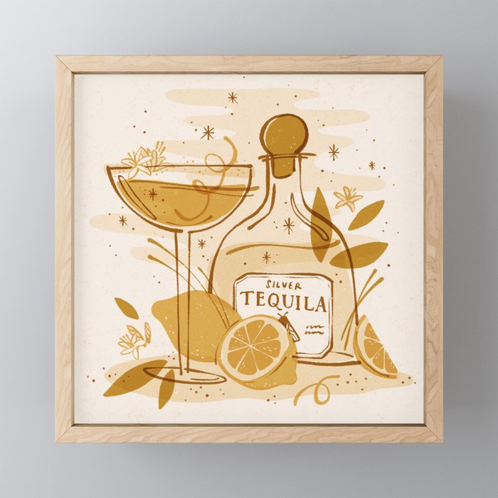 Tequila Cocktail Vintage Poster Framed Mini Art Print