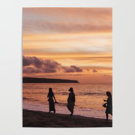 Sunset beach Uluwatu Bali- orange tones - photography travel art print Poster