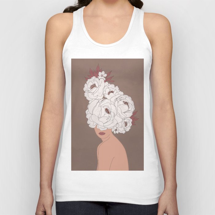 Woman with Peonies Tank Top