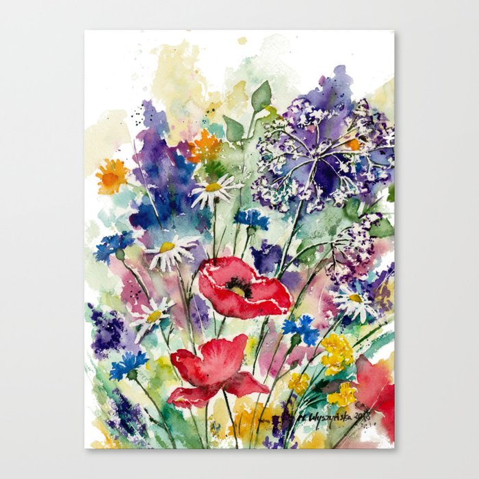 Spring Flowers Watercolour Canvas Print