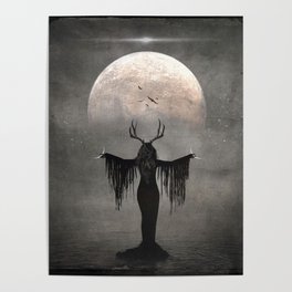 Creatrix - Witch Moon Goddess Magick Gothic Spell Antlers Horns Horned Poster