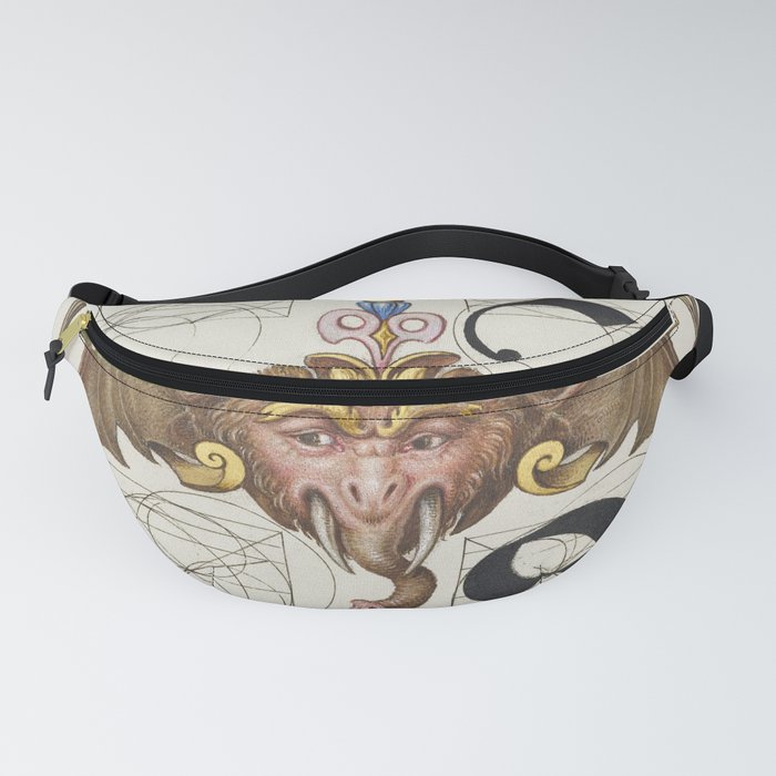 Vintage calligraphy art with a bat illustration Fanny Pack