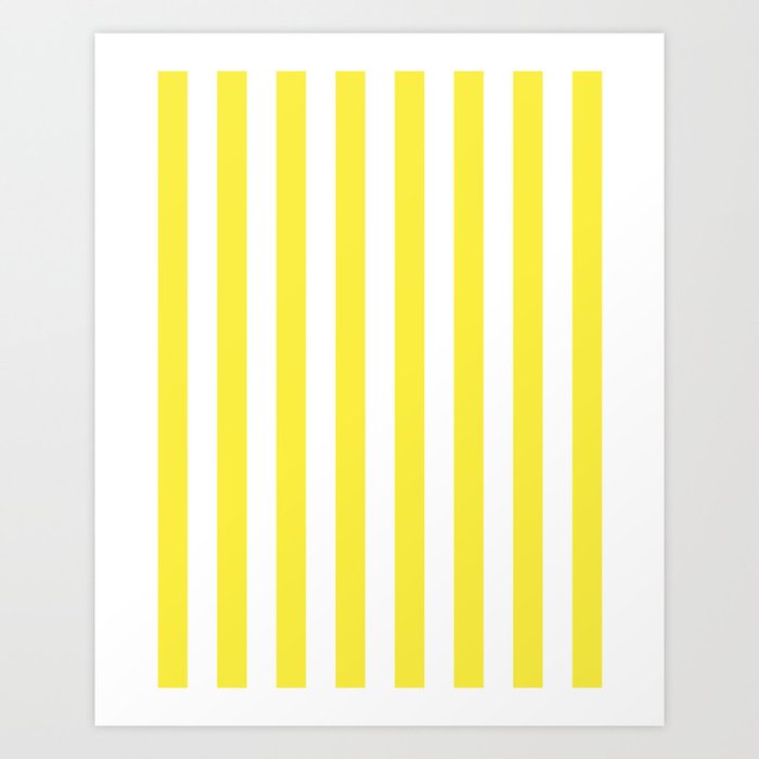 Yellow and White Cabana Stripe Pattern Art Print