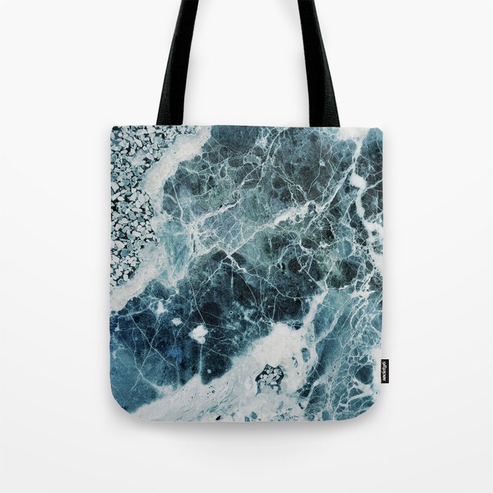 Blue Sea Marble Tote Bag