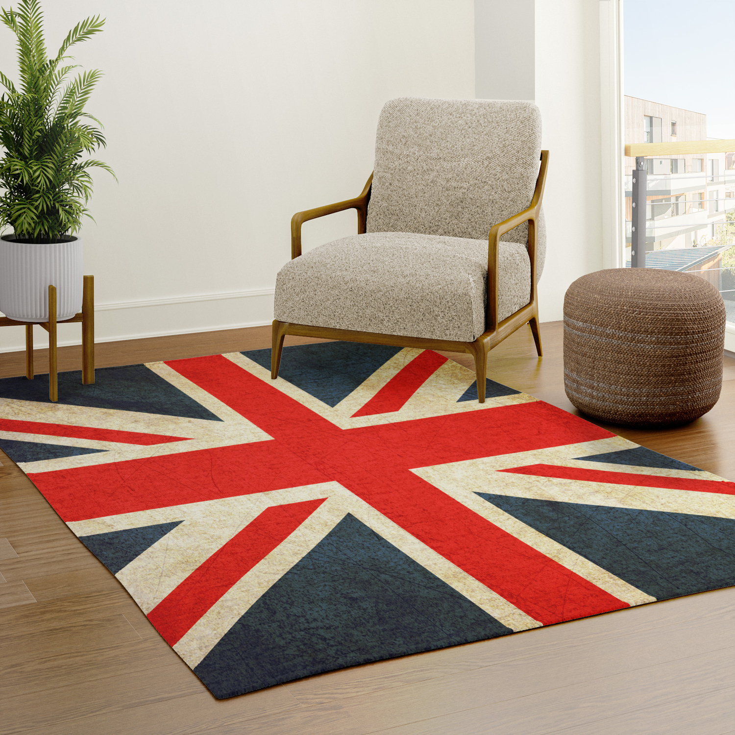 British Flag Nursery Rug Floor Carpet Yoga Mat 1.7 x 2.6 ft Naanle Vintage Union Jack Flag Non Slip Area Rug for Living Dinning Room Bedroom Kitchen 50 x 80 cm 